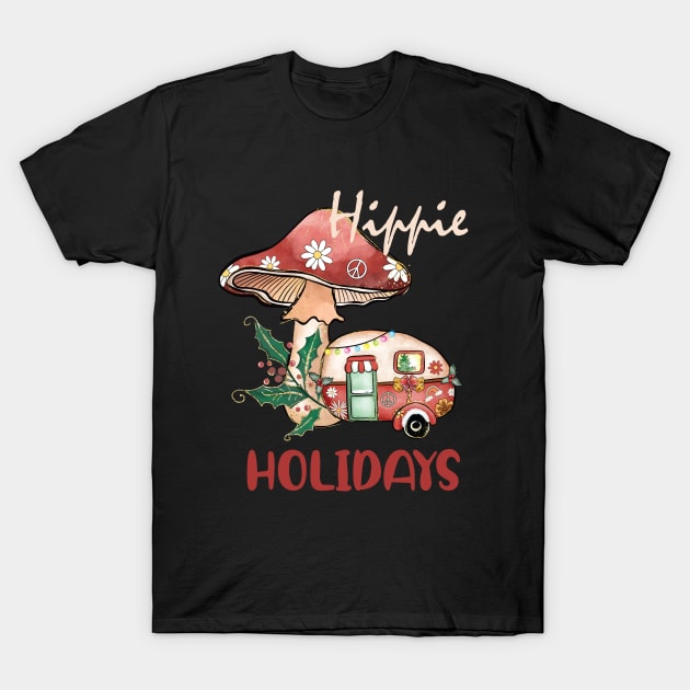 Hippie Holidays Christmas T-Shirt by Fun Planet